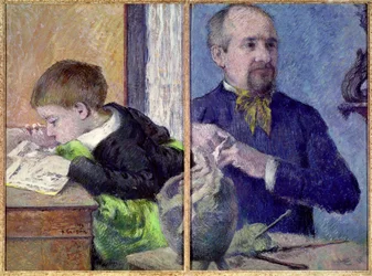 Portræt af Jean Paul Aube (1837-1916) og hans søn (pastel)